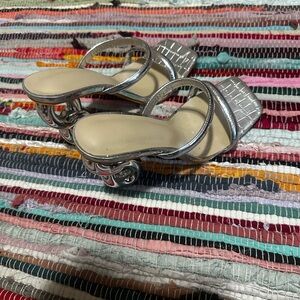 Silver Strappy Women's Heels